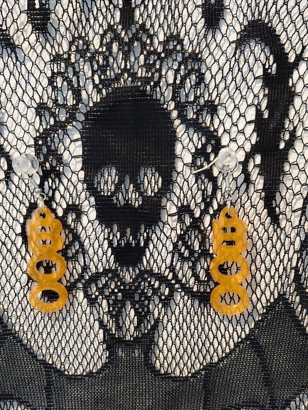 Handmade Amber Yellow Resin Boo Drop Earrings
